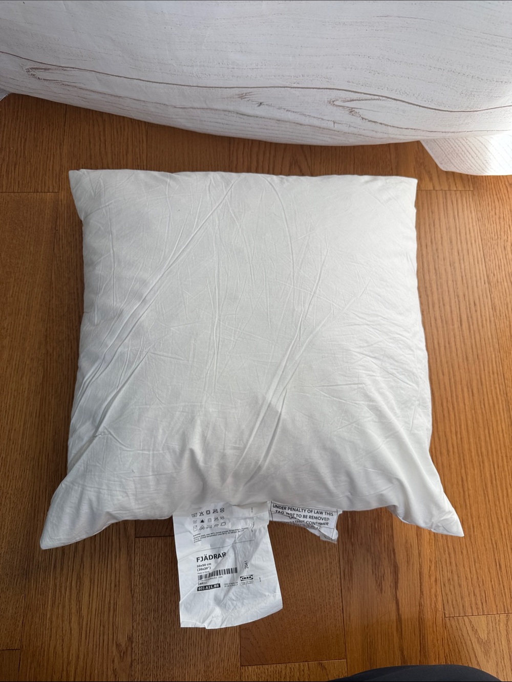 IKEA Off White Square Down-Fill Cushion Pillow FJADRAR 20" x 20" (50 cm x 50 cm)